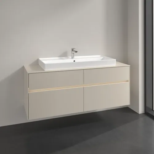 Bild von VILLEROY BOCH Collaro Waschbeckenunterschrank, mit Beleuchtung, 4 Auszüge, 1400 x 548 x 500 mm, Cashmere Grey / Cashmere Grey #C092B0VN