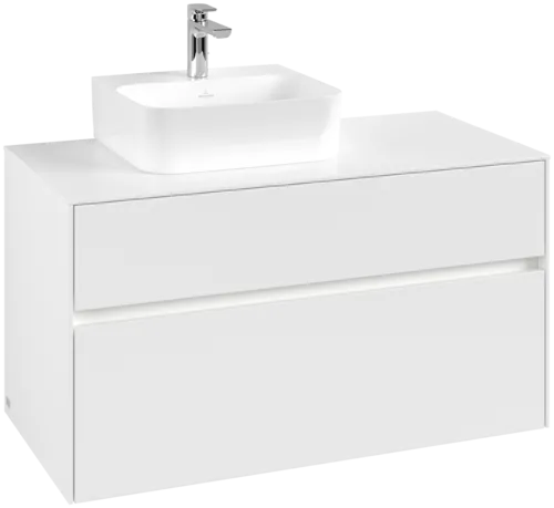 Bild von VILLEROY BOCH Collaro Waschbeckenunterschrank, mit Beleuchtung, 2 Auszüge, 1000 x 548 x 500 mm, White Matt / White Matt #C095B0MS