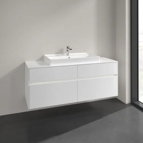 Bild von VILLEROY BOCH Collaro Waschbeckenunterschrank, mit Beleuchtung, 4 Auszüge, 1400 x 548 x 500 mm, Glossy White / Glossy White #C088B0DH