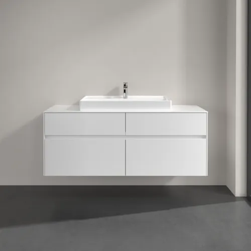 Bild von VILLEROY BOCH Collaro Waschbeckenunterschrank, mit Beleuchtung, 4 Auszüge, 1400 x 548 x 500 mm, Glossy White / Glossy White #C088B0DH