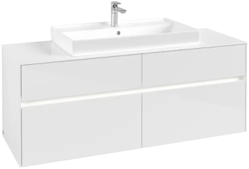 Bild von VILLEROY BOCH Collaro Waschbeckenunterschrank, mit Beleuchtung, 4 Auszüge, 1400 x 548 x 500 mm, Glossy White / Glossy White #C088B0DH