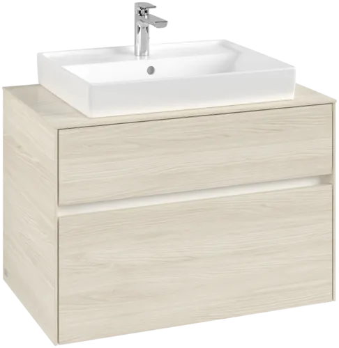 Bild von VILLEROY BOCH Collaro Waschbeckenunterschrank, mit Beleuchtung, 2 Auszüge, 800 x 548 x 500 mm, White Oak / White Oak #C080B0AA