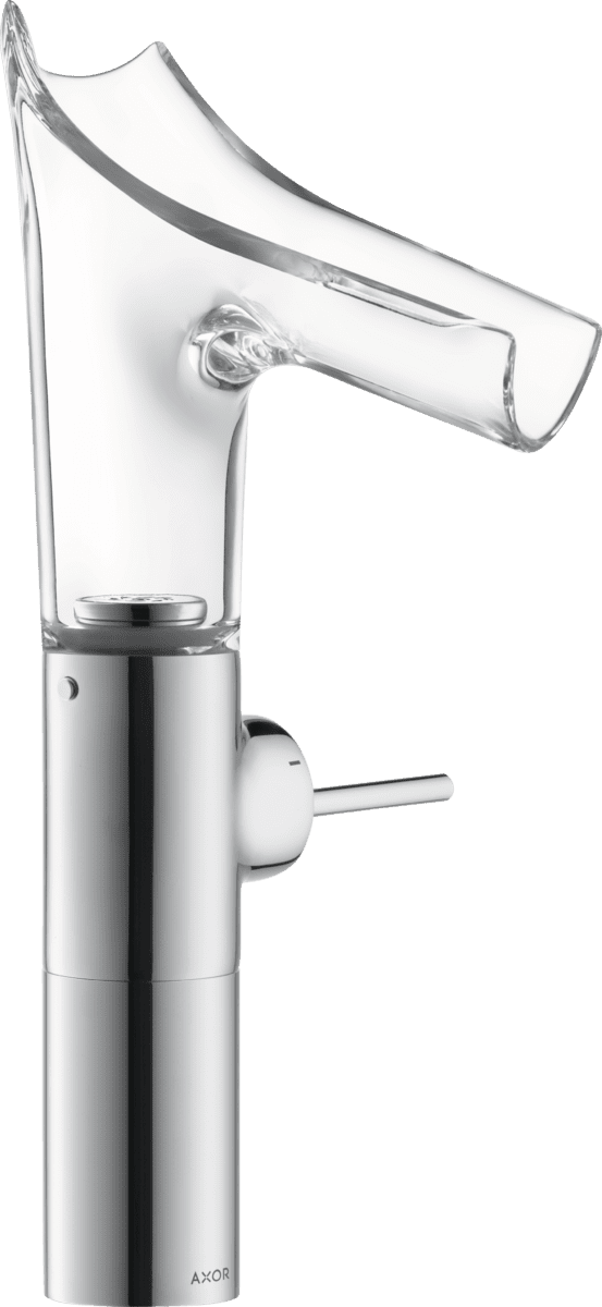Obrázek HANSGROHE AXOR Starck V Páková umyvadlová baterie 220 se skleněným výtokem, pro umyvadlové mísy, s odtokovou soupravou #12114000 - chrom