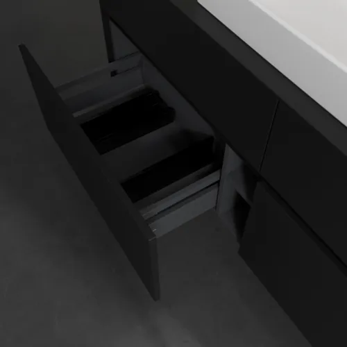 Bild von VILLEROY BOCH Collaro Waschbeckenunterschrank, mit Beleuchtung, 4 Auszüge, 1400 x 548 x 500 mm, Volcano Black / Volcano Black #C084B0VL