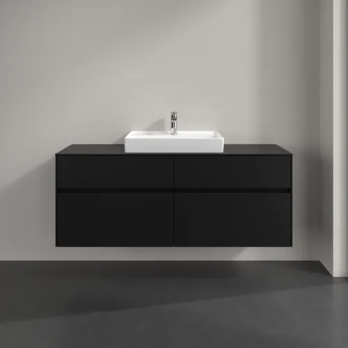 Bild von VILLEROY BOCH Collaro Waschbeckenunterschrank, mit Beleuchtung, 4 Auszüge, 1400 x 548 x 500 mm, Volcano Black / Volcano Black #C084B0VL