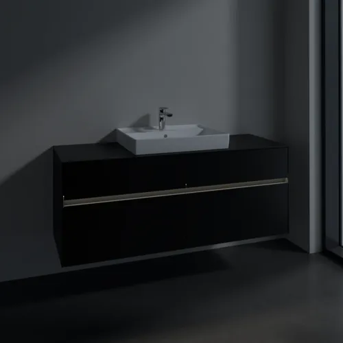 Bild von VILLEROY BOCH Collaro Waschbeckenunterschrank, mit Beleuchtung, 4 Auszüge, 1400 x 548 x 500 mm, Volcano Black / Volcano Black #C084B0VL