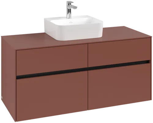 Bild von VILLEROY BOCH Collaro Waschbeckenunterschrank, mit Beleuchtung, 4 Auszüge, 1200 x 548 x 500 mm, Wine Red / Wine Red #C097B0AH