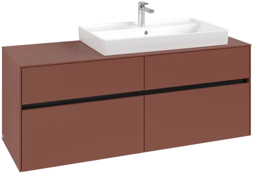 Bild von VILLEROY BOCH Collaro Waschbeckenunterschrank, mit Beleuchtung, 4 Auszüge, 1400 x 548 x 500 mm, Wine Red / Wine Red #C090B0AH