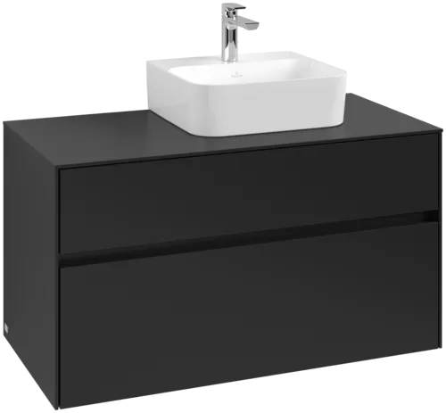 Bild von VILLEROY BOCH Collaro Waschbeckenunterschrank, 2 Auszüge, 1000 x 548 x 500 mm, Volcano Black / Volcano Black #C09600VL