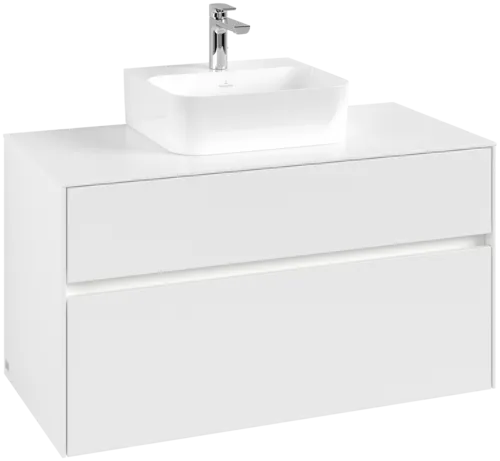 Bild von VILLEROY BOCH Collaro Waschbeckenunterschrank, mit Beleuchtung, 2 Auszüge, 1000 x 548 x 500 mm, White Matt / White Matt #C094B0MS