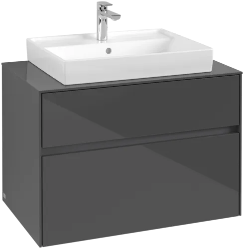Bild von VILLEROY BOCH Collaro Waschbeckenunterschrank, 2 Auszüge, 800 x 548 x 500 mm, Glossy Grey / Glossy Grey #C08000FP