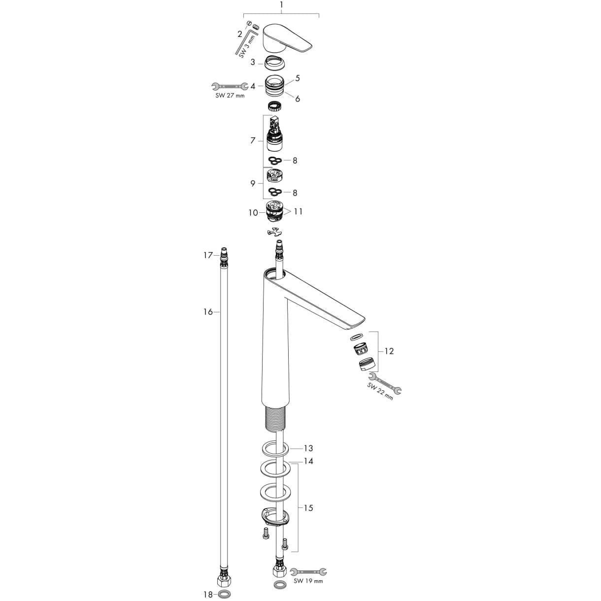 Bild von HANSGROHE Talis E Single lever basin mixer 240 without waste set Polished Gold Optic 71717990