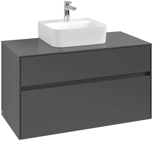 Bild von VILLEROY BOCH Collaro Waschbeckenunterschrank, mit Beleuchtung, 2 Auszüge, 1000 x 548 x 500 mm, Graphite / Graphite #C094B0VR