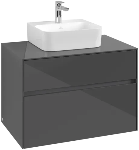 Bild von VILLEROY BOCH Collaro Waschbeckenunterschrank, 2 Auszüge, 800 x 548 x 500 mm, Glossy Grey / Glossy Grey #C09300FP