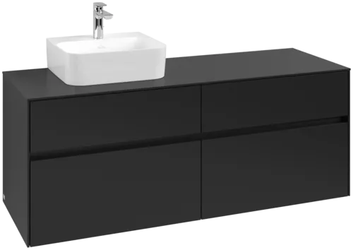 Bild von VILLEROY BOCH Collaro Waschbeckenunterschrank, mit Beleuchtung, 4 Auszüge, 1400 x 548 x 500 mm, Volcano Black / Volcano Black #C101B0VL