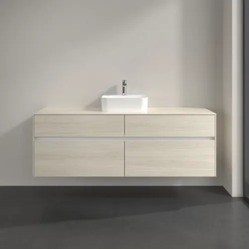 Picture of VILLEROY BOCH Collaro Vanity unit, with lighting, 4 pull-out compartments, 1600 x 548 x 500 mm, White Oak / White Oak #C104B0AA