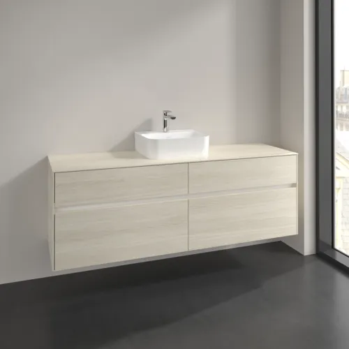 Picture of VILLEROY BOCH Collaro Vanity unit, with lighting, 4 pull-out compartments, 1600 x 548 x 500 mm, White Oak / White Oak #C104B0AA