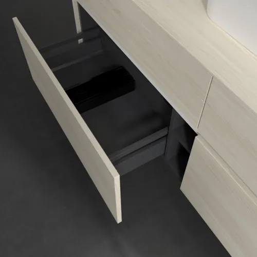 Picture of VILLEROY BOCH Collaro Vanity unit, with lighting, 4 pull-out compartments, 1600 x 548 x 500 mm, White Oak / White Oak #C104B0AA