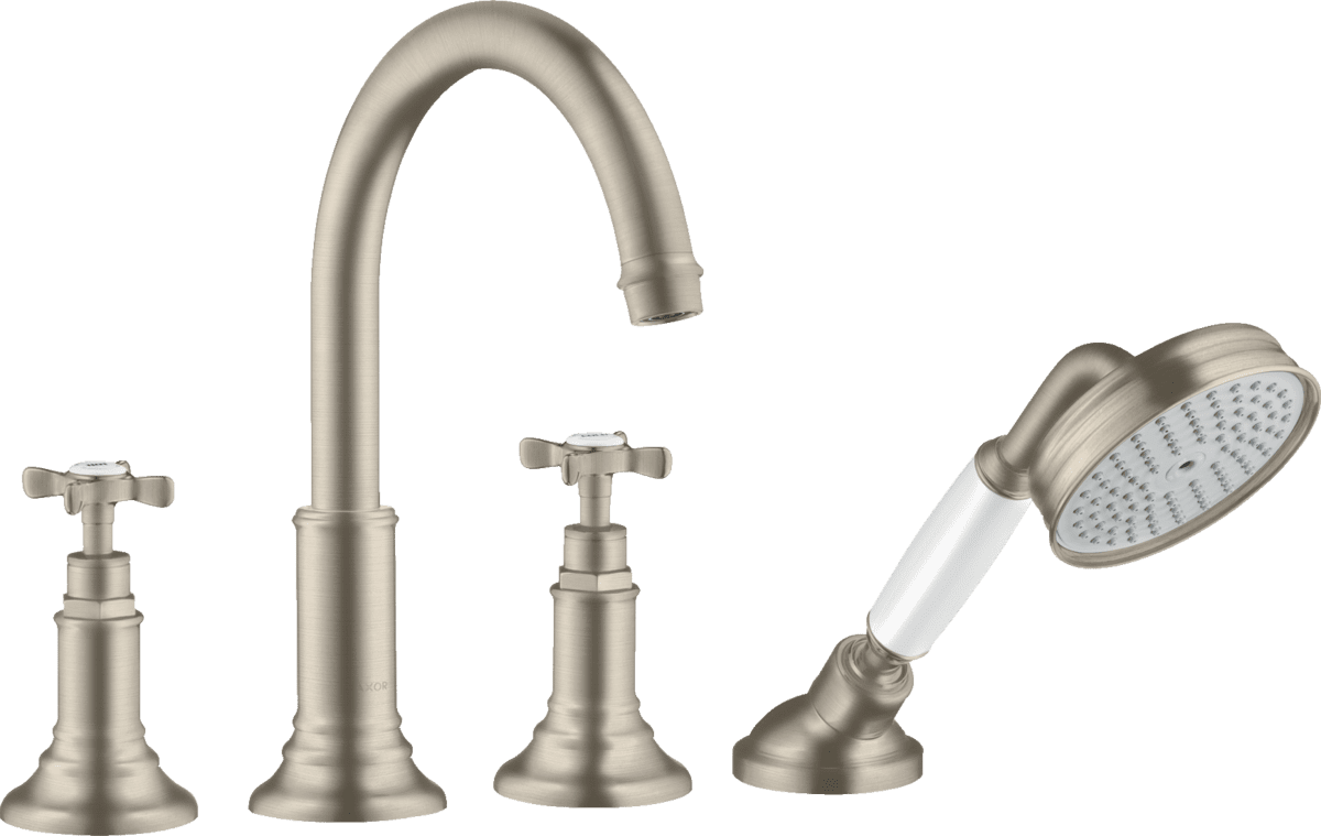 Bild von HANSGROHE AXOR Montreux 4-Loch Wannenrandarmatur mit Kreuzgriffen #16546820 - Brushed Nickel