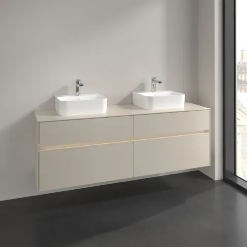 Bild von VILLEROY BOCH Collaro Waschbeckenunterschrank, mit Beleuchtung, 4 Auszüge, 1600 x 548 x 500 mm, Cashmere Grey / Cashmere Grey #C107B0VN