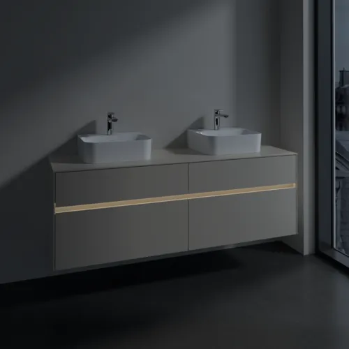 Bild von VILLEROY BOCH Collaro Waschbeckenunterschrank, mit Beleuchtung, 4 Auszüge, 1600 x 548 x 500 mm, Cashmere Grey / Cashmere Grey #C107B0VN