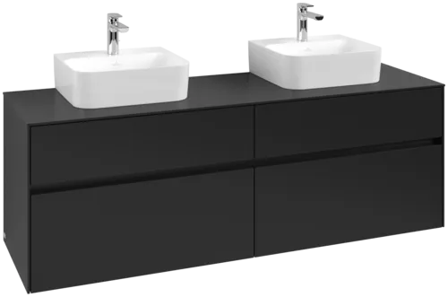 Obrázek VILLEROY BOCH Toaletní skříňka Collaro, s osvětlením, 4 výsuvy, 1600 x 548 x 500 mm, Volcano Black / Volcano Black #C107B0VL