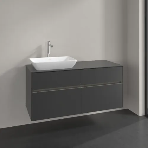 Picture of VILLEROY BOCH Collaro Vanity unit, with lighting, 4 pull-out compartments, 1200 x 548 x 500 mm, Graphite / Graphite #C113B0VR