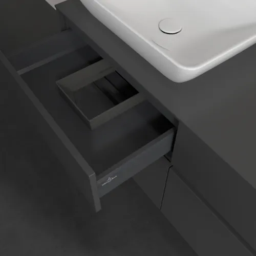Picture of VILLEROY BOCH Collaro Vanity unit, with lighting, 4 pull-out compartments, 1200 x 548 x 500 mm, Graphite / Graphite #C113B0VR