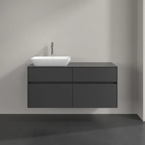 Picture of VILLEROY BOCH Collaro Vanity unit, with lighting, 4 pull-out compartments, 1200 x 548 x 500 mm, Graphite / Graphite #C113B0VR