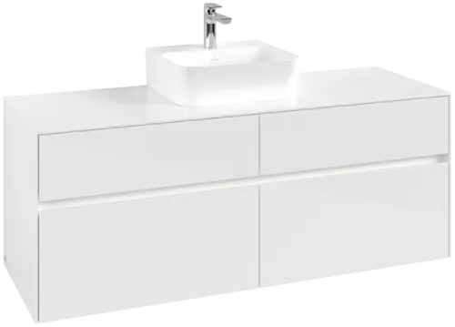 Bild von VILLEROY BOCH Collaro Waschbeckenunterschrank, mit Beleuchtung, 4 Auszüge, 1400 x 548 x 500 mm, Glossy White / Glossy White #C100B0DH