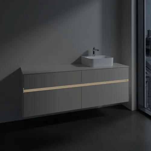 Bild von VILLEROY BOCH Collaro Waschbeckenunterschrank, mit Beleuchtung, 4 Auszüge, 1600 x 548 x 500 mm, Cashmere Grey / Cashmere Grey #C106B0VN