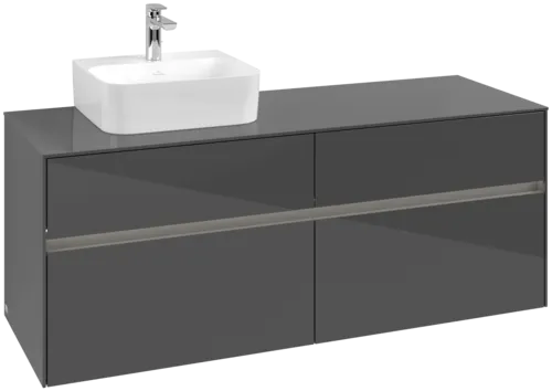 Bild von VILLEROY BOCH Collaro Waschbeckenunterschrank, mit Beleuchtung, 4 Auszüge, 1400 x 548 x 500 mm, Glossy Grey / Glossy Grey #C101B0FP