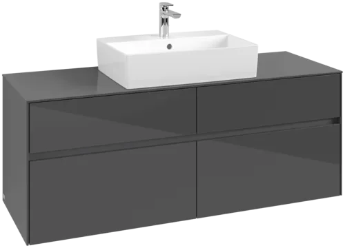 Bild von VILLEROY BOCH Collaro Waschbeckenunterschrank, 4 Auszüge, 1400 x 548 x 500 mm, Glossy Grey / Glossy Grey #C13100FP