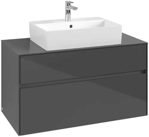 Bild von VILLEROY BOCH Collaro Waschbeckenunterschrank, 2 Auszüge, 1000 x 548 x 500 mm, Glossy Grey / Glossy Grey #C12500FP