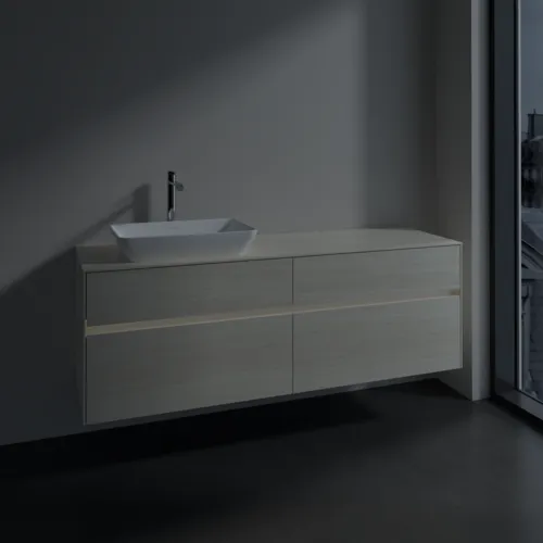 Bild von VILLEROY BOCH Collaro Waschbeckenunterschrank, mit Beleuchtung, 4 Auszüge, 1600 x 548 x 500 mm, White Oak / White Oak #C121B0AA