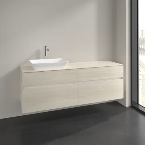Bild von VILLEROY BOCH Collaro Waschbeckenunterschrank, mit Beleuchtung, 4 Auszüge, 1600 x 548 x 500 mm, White Oak / White Oak #C121B0AA