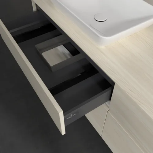 Bild von VILLEROY BOCH Collaro Waschbeckenunterschrank, mit Beleuchtung, 4 Auszüge, 1600 x 548 x 500 mm, White Oak / White Oak #C121B0AA