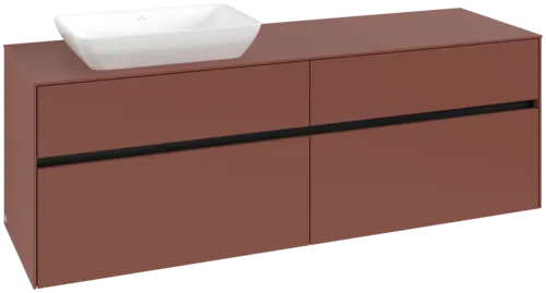 Bild von VILLEROY BOCH Collaro Waschbeckenunterschrank, mit Beleuchtung, 4 Auszüge, 1600 x 548 x 500 mm, Wine Red / Wine Red #C121B0AH