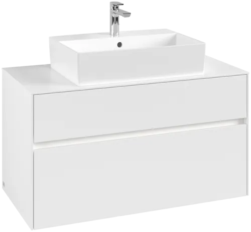 Bild von VILLEROY BOCH Collaro Waschbeckenunterschrank, mit Beleuchtung, 2 Auszüge, 1000 x 548 x 500 mm, White Matt / White Matt #C125B0MS