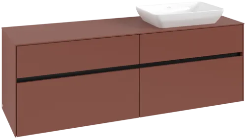 Bild von VILLEROY BOCH Collaro Waschbeckenunterschrank, mit Beleuchtung, 4 Auszüge, 1600 x 548 x 500 mm, Wine Red / Wine Red #C122B0AH