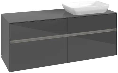 Bild von VILLEROY BOCH Collaro Waschbeckenunterschrank, mit Beleuchtung, 4 Auszüge, 1400 x 548 x 500 mm, Glossy Grey / Glossy Grey #C118B0FP