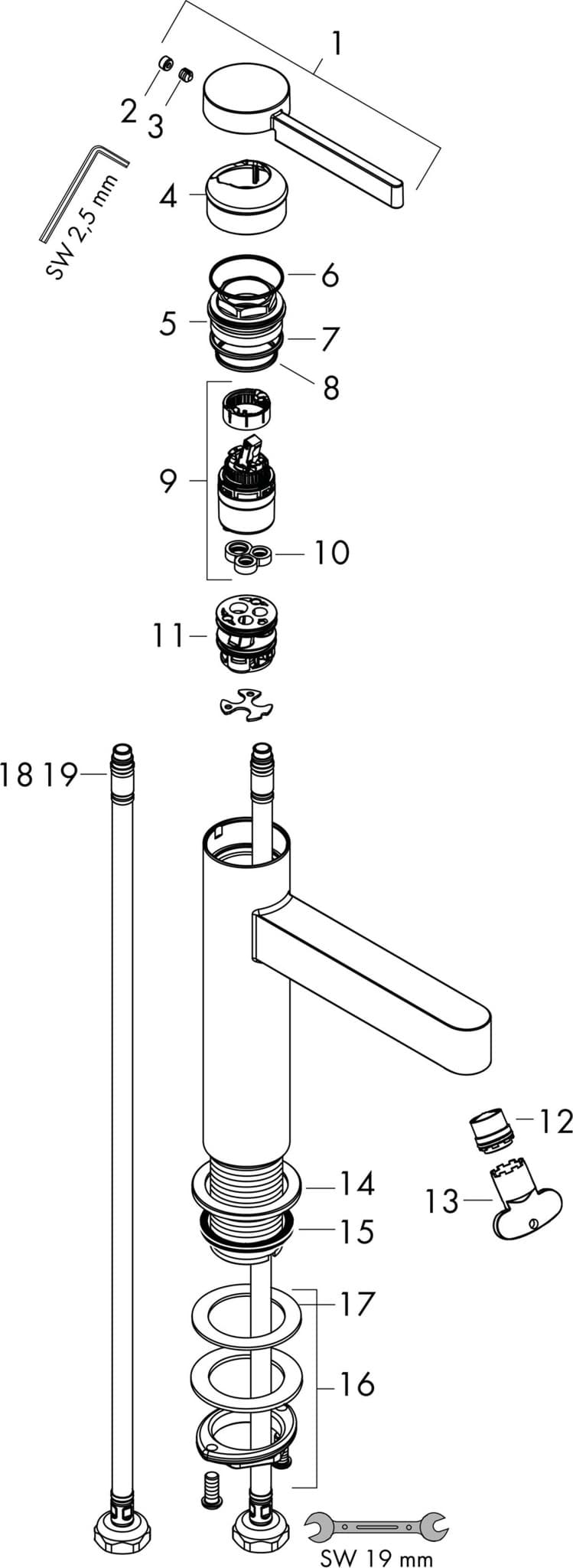 Bild von HANSGROHE Finoris Single lever basin mixer 110 with push-open waste set Matt White 76023700