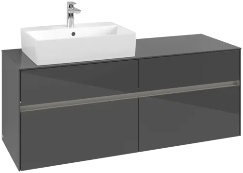 Bild von VILLEROY BOCH Collaro Waschbeckenunterschrank, mit Beleuchtung, 4 Auszüge, 1400 x 548 x 500 mm, Glossy Grey / Glossy Grey #C132B0FP