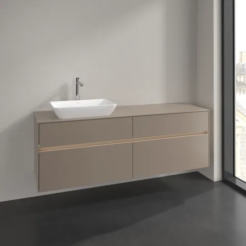 Bild von VILLEROY BOCH Collaro Waschbeckenunterschrank, mit Beleuchtung, 4 Auszüge, 1600 x 548 x 500 mm, Taupe / Taupe #C121B0VM
