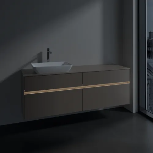 Bild von VILLEROY BOCH Collaro Waschbeckenunterschrank, mit Beleuchtung, 4 Auszüge, 1600 x 548 x 500 mm, Taupe / Taupe #C121B0VM