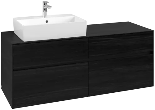 Bild von VILLEROY BOCH Collaro Waschbeckenunterschrank, mit Beleuchtung, 4 Auszüge, 1400 x 548 x 500 mm, Black Oak / Black Oak #C132B0AB