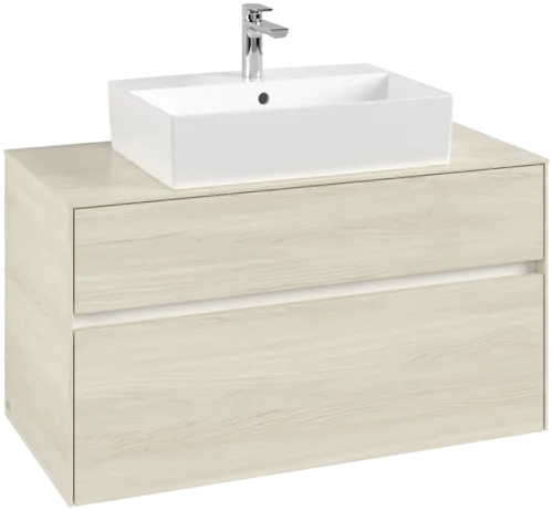 Bild von VILLEROY BOCH Collaro Waschbeckenunterschrank, mit Beleuchtung, 2 Auszüge, 1000 x 548 x 500 mm, White Oak / White Oak #C125B0AA