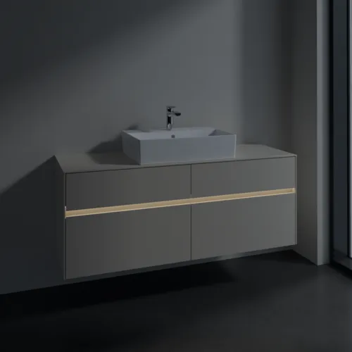 Bild von VILLEROY BOCH Collaro Waschbeckenunterschrank, mit Beleuchtung, 4 Auszüge, 1400 x 548 x 500 mm, Cashmere Grey / Cashmere Grey #C131B0VN