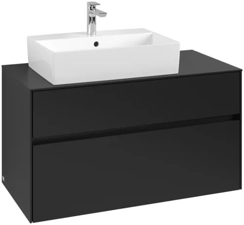 Bild von VILLEROY BOCH Collaro Waschbeckenunterschrank, mit Beleuchtung, 2 Auszüge, 1000 x 548 x 500 mm, Volcano Black / Volcano Black #C126B0VL