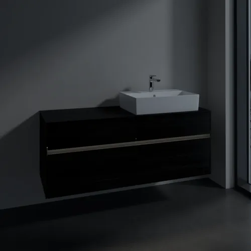 Bild von VILLEROY BOCH Collaro Waschbeckenunterschrank, mit Beleuchtung, 4 Auszüge, 1400 x 548 x 500 mm, Black Oak / Black Oak #C133B0AB